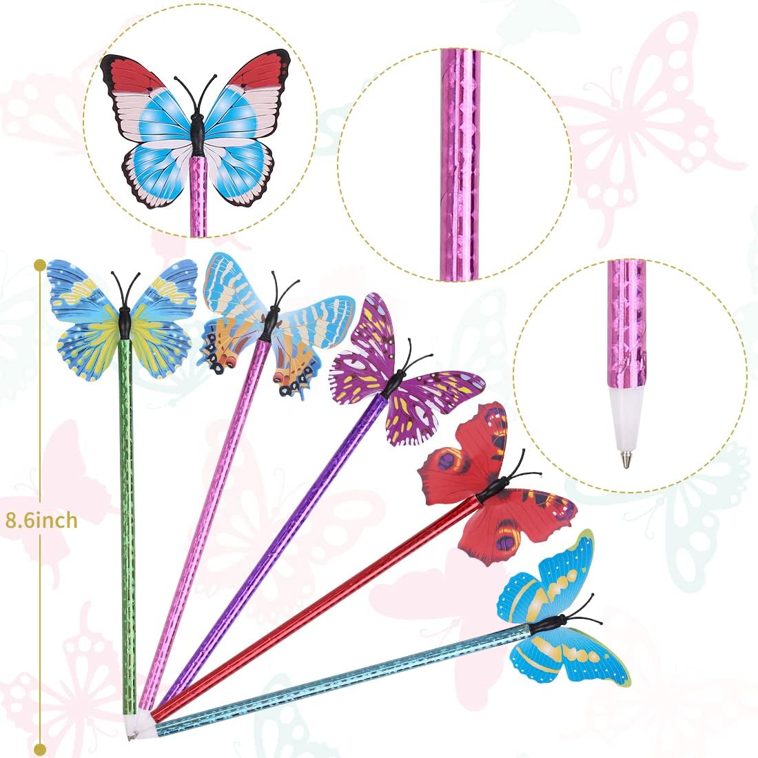 Leery 12 Pieces Butterfly Ballpoint Pens,0.5 mm Random Butterfly Black Ink Pens for School Office Supplies Home Decor Party Gift. (2D)